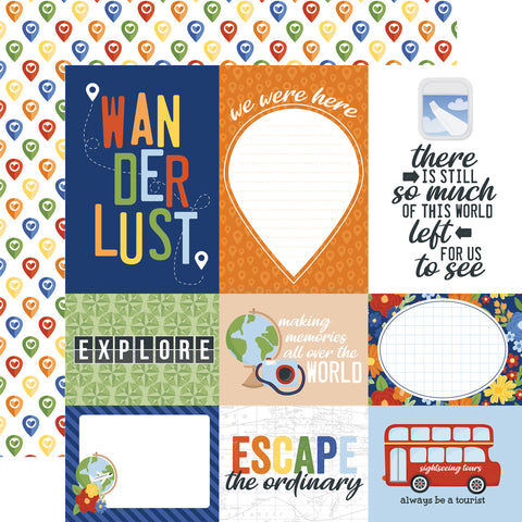 Echo Park Born To Travel Travel Journaling Cards 12x12 Patterned Paper