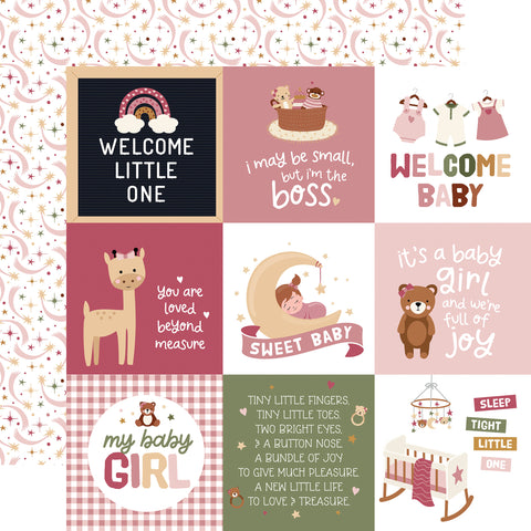 Echo Park Special Delivery:  Baby Girl 4x4 Journaling Cards Patterned Paper