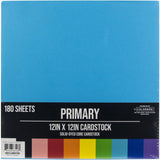 Colorbok Cardstock Assortment 12"X12" 180/Pkg - Primary
