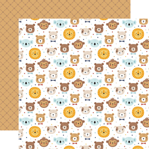 Echo Park Baby On Board It's A Boy Fuzzy Friends 12x12 Patterned Paper