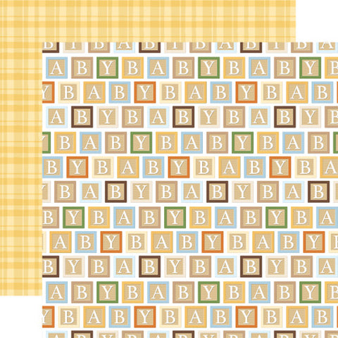 Echo Park Winnie the Pooh Baby Baby Blocks 12x12 Patterned Paper