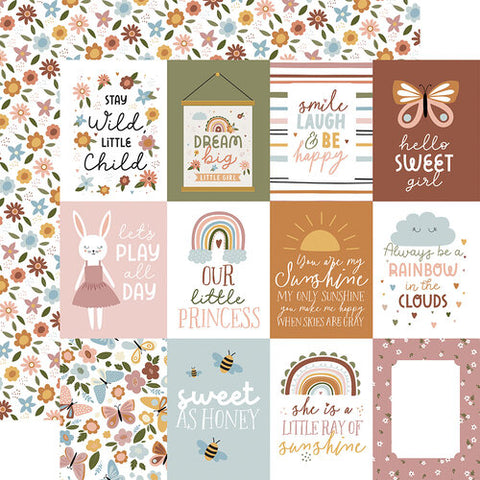 Echo Park Dream Big Little Girl 3X4 Journaling Cards Patterned Paper
