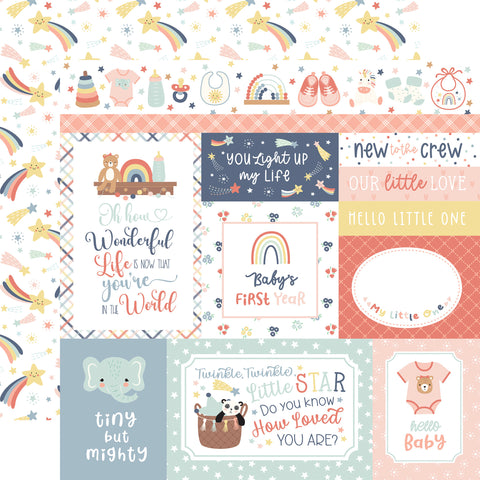 Echo Park Baby On Board It's A Girl Multi Journaling Cards 12x12 Patterned Paper