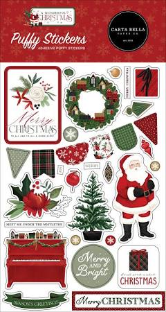 Carta Bella A Wonderful Christmas Puffy Sticker Embellishments