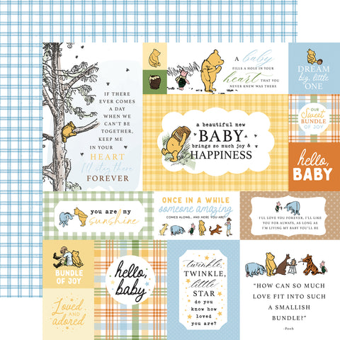 Echo Park Winnie the Pooh Baby Multi Journaling Cards 12x12 Patterned Paper