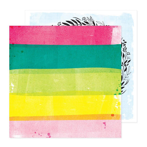 American Crafts Vicki Boutin Bold + Bright Rainbow Stripes Patterned Paper