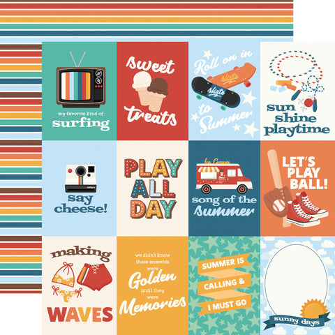 Echo Park Summer Break 3x4 Journaling Cards 12x12 Patterned Paper