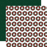 Echo Park Santa Claus Season's Greetings Wreath 12x12 Patterned Paper