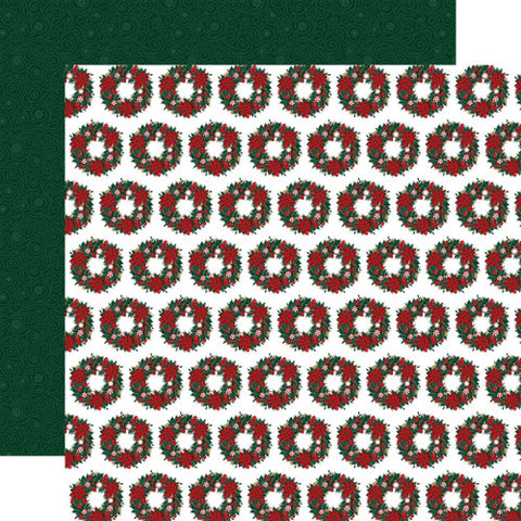 Echo Park Santa Claus Season's Greetings Wreath 12x12 Patterned Paper