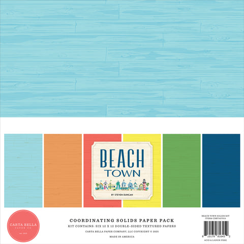 Carta Bella Beach Town Coordinating 12x12 Solids Paper Pack