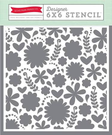 Echo Park Happy Summer Summer Floral Designer 6x6 Stencil