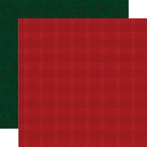 Echo Park Santa Claus Red Dashed Plaid 12x12 Patterned Paper