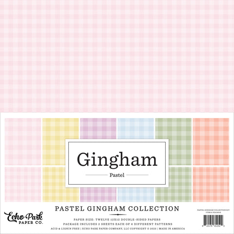 Echo Park Pastel Gingham Collection - 12x12 Patterned Paper