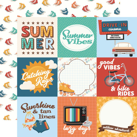 Echo Park Summer Break 4x4 Journaling Cards 12x12 Patterned Paper