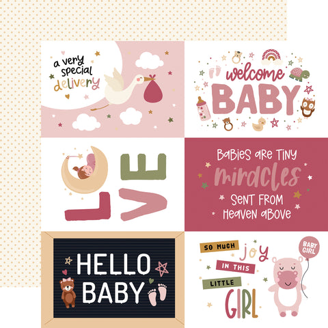 Echo Park Special Delivery:  Baby Girl 6x4 Journaling Cards Patterned Paper