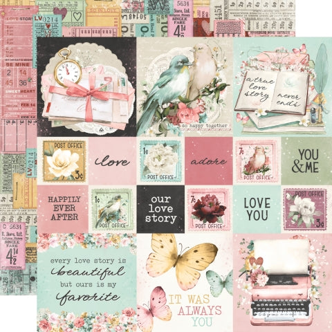 Simple Stories Simple Vintage Love Story 2x2/4x4 Elements Patterned Paper