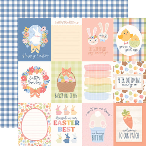 Echo Park Bunnies and Baskets 3x4 Journaling Cards Patterned Paper
