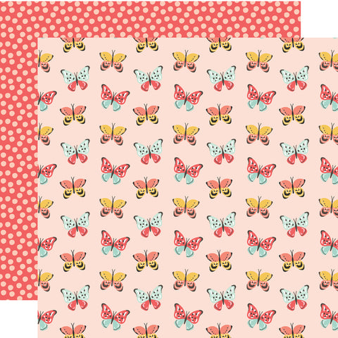 Simple Stories Pink Lemonade Spread Your Wings 12x12 Patterned Paper