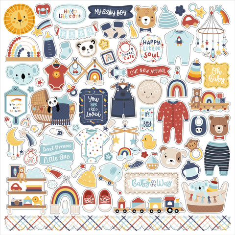Echo Park Baby on Board It's A Boy Element Sticker Sheet