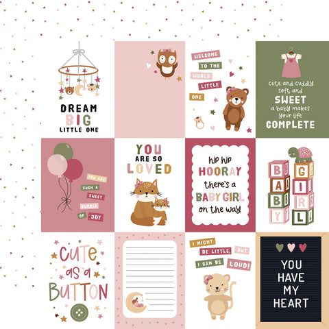 Echo Park Special Delivery:  Baby Girl 3x4 Journaling Cards Patterned Paper
