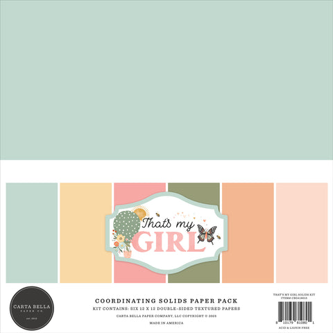 Carta Bella That's My Girl Coordinating 12x12 Solids Paper Pack