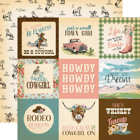 Carta Bella Cowgirl 4x4 Journaling Cards 12x12 Patterned Paper