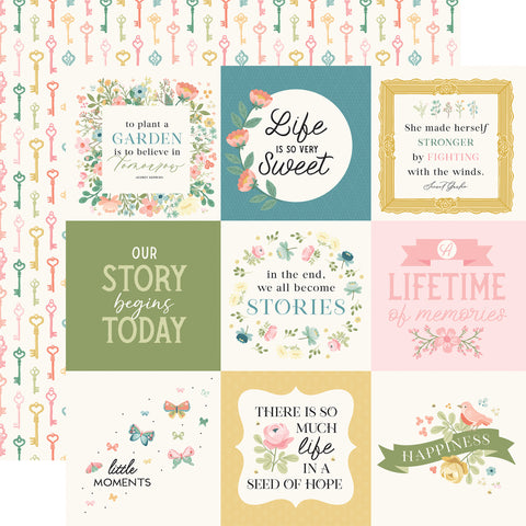 Carta Bella Secret Garden 4x4 Journaling Cards 12x12 Patterned Paper