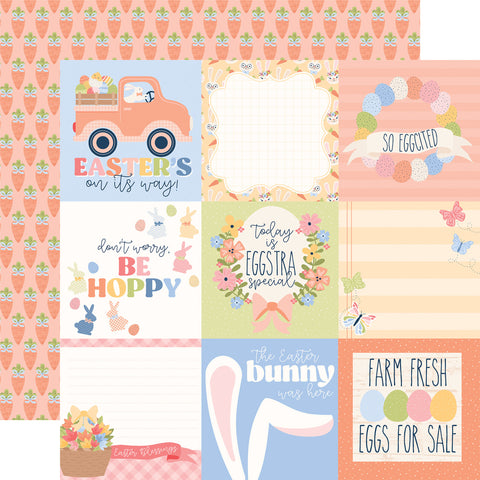 Echo Park Bunnies and Baskets 4x4 Journaling Cards Patterned Paper