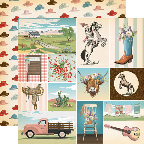 Carta Bella Cowgirl Multi Journaling Cards 12x12 Patterned Paper