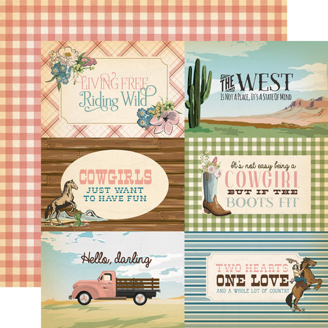 Carta Bella Cowgirl 6x4 Journaling Cards 12x12 Patterned Paper