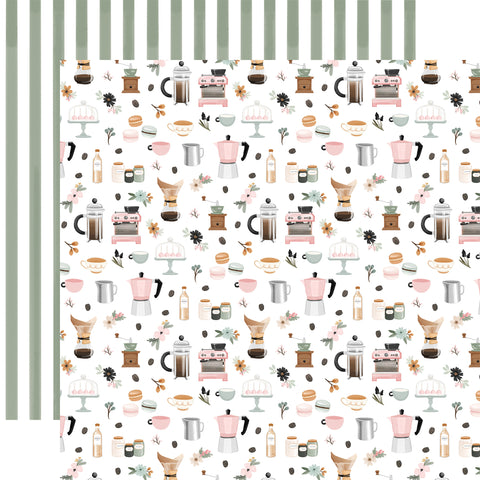 Carta Bella Coffee Shop Let's Make Coffee 12x12 Patterned Paper