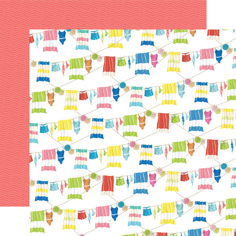 Carta Bella Beach Town Swimwear Clothesline 12x12 Patterned Paper