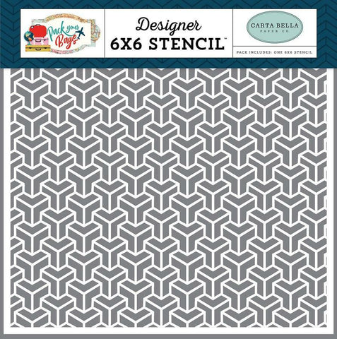 Carta Bella Pack Your Bags Travel Far Designer 6x6 Stencil