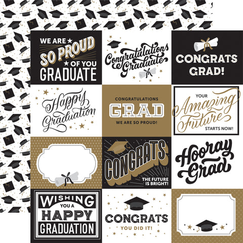 Echo Park Graduation 4x3 Journaling Cards Patterned Paper