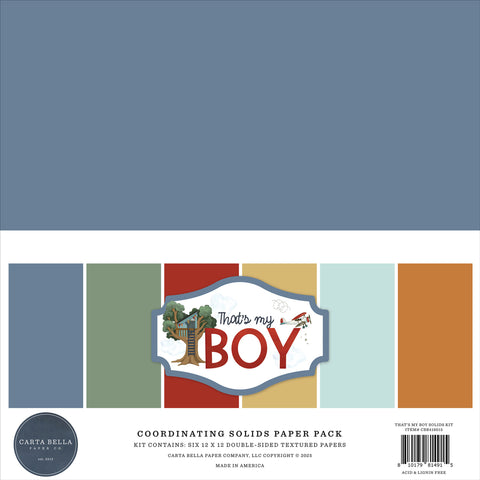Carta Bella That's My Boy Coordinating 12x12 Solids Paper Pack