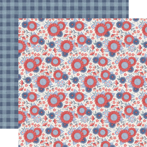 Echo Park Yankee Doodle Liberty Floral 12x12 Patterned Paper
