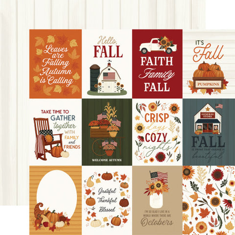 Carta Bella Americana 3x4 Journaling Cards 12x12 Patterned Paper