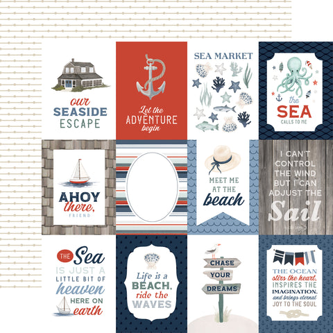 Carta Bella Seashore 3x4 Journaling Cards 12x12 Patterned Paper