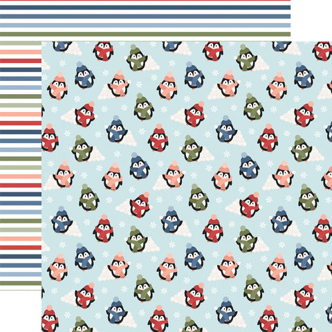 Echo Park Chilling with my Snowmies Penguins and Snowballs Patterned Paper