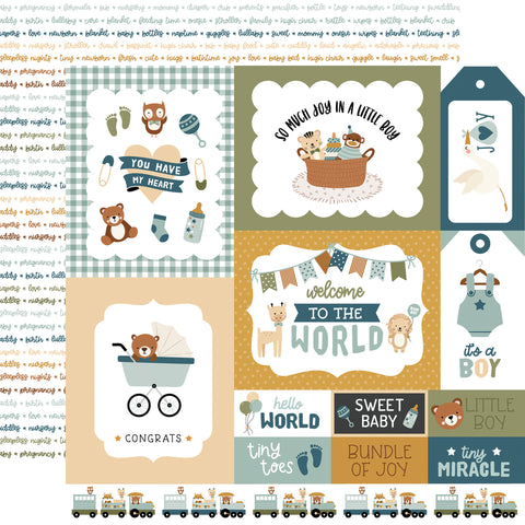 Echo Park Special Delivery: Baby Boy Multi Journaling Cards Patterned Paper