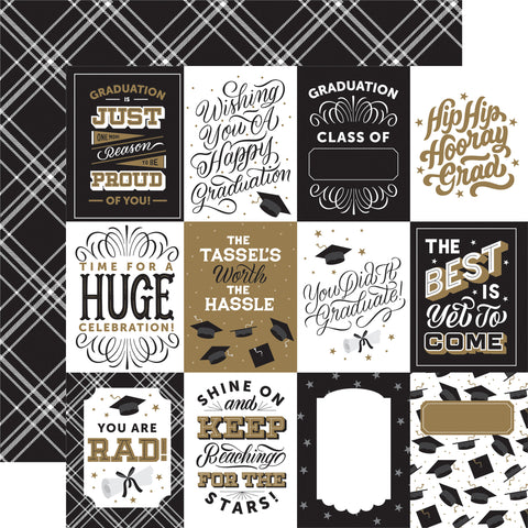 Echo Park Graduation 3x4 Journaling Cards Patterned Paper