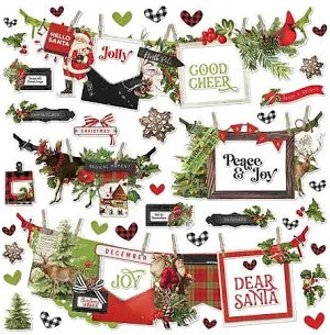 Simple Stories Simple Vintage Christmas Lodge Banner 12x12 Sticker Sheet