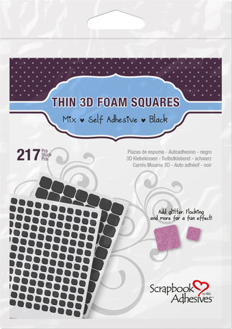 Scrapbook Adhesives 3D Thin Mixed Foam Squares Black Self-Adhesive Foam Square Sheets