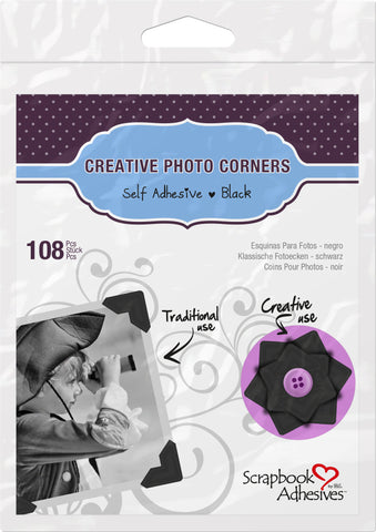 Scrapbook Adhesives Black Self-Adhesive Scrapbook Photo Corners