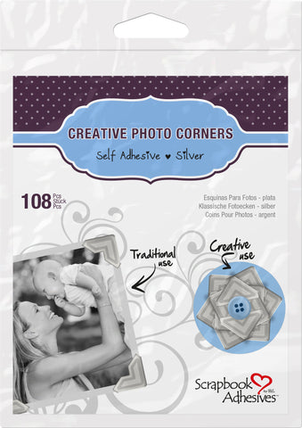 Scrapbook Adhesives Silver Self-Adhesive Scrapbook Photo Corners