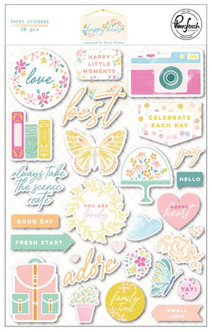 Pinkfresh Studio Happy Heart Puffy Sticker Embellishments