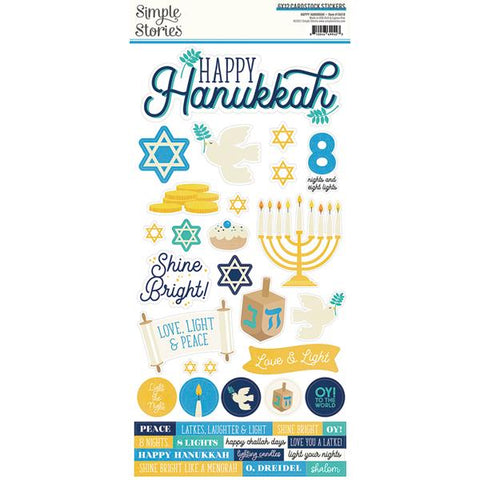 Simple Stories Happy Hanukkah 6x12 Cardstock Sticker Sheet
