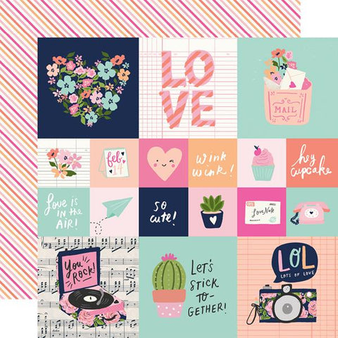 Simple Stories Happy Hearts 2x2/4x4 Elements Patterned Paper