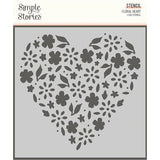 Simple Stories Happy Hearts Floral Heart 6x6 Stencil