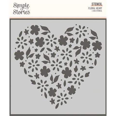 Simple Stories Happy Hearts Floral Heart 6x6 Stencil